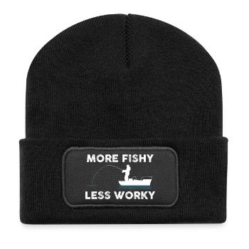Angler Boat Joke - Recycled Patch Beanie - black - Front