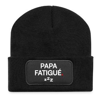 TIRED DAD | Funny gift idea - Recycled Patch Beanie - black - Front