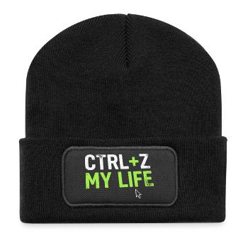 Developer Fun Shirt, CTRL + Z My Life  - Recycelte Patch Beanie - Schwarz - Vorne
