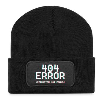 404 Fehler Motiv Glitch-Design - Recycelte Patch Beanie - Schwarz - Vorne