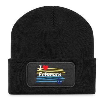 I love Fehmarn coastal look - Recycled Patch Beanie - black - Front