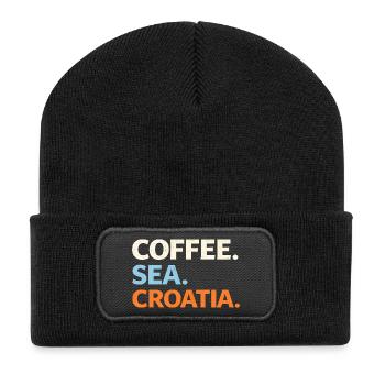 Coffee. Sea. Croatia. - Recycled Patch Beanie - black - Front