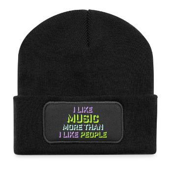 I Like Music More Than I Like People Lustig Musik - Recycled Patch Beanie - black - Front