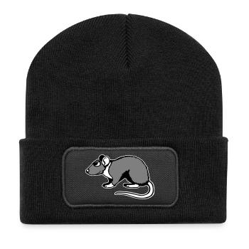 Cool Rat Sunglasses Side Funny Rodent - Recycled Patch Beanie - black - Front