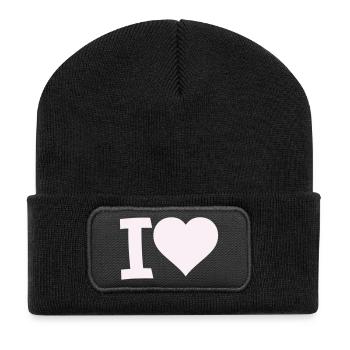 I Love Heart Motif - Recycled Patch Beanie - black - Front