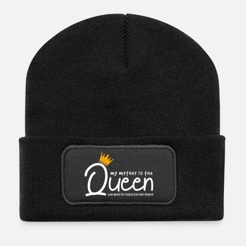 Meine Mutter ist die Königin – lustiges, sarkastisches Zitat - Recycelte Patch Beanie - Schwarz