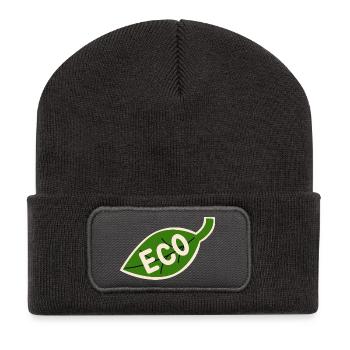 Öko-Blatt-Emblem – Minimalismus - Recycelte Patch Beanie - Dunkelgrau - Vorne