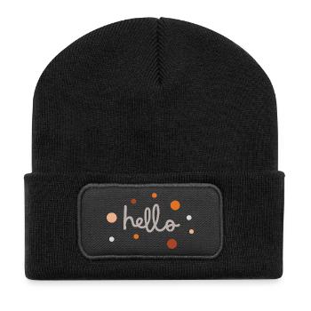 Bonjour mignonne Typographie minimaliste Design esthétique douce - Beanie recyclé à patch - noir - Devant