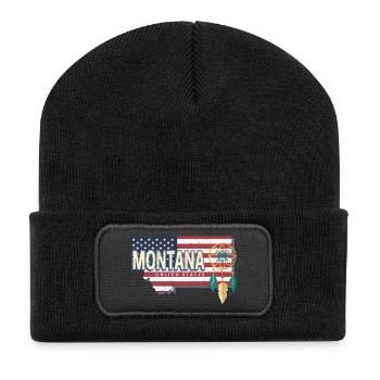 Souvenir de carte des États-Unis du Montana, États-Unis - Beanie recyclé à patch - noir - Devant