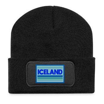Graphique des bandes bleues islandaises - Beanie recyclé à patch - noir - Devant