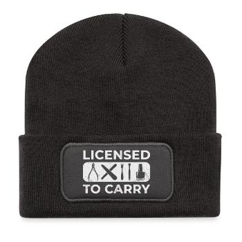 Nail Technician – Licensed to Carry Nageldesign - Recycelte Patch Beanie - Dunkelgrau - Vorne