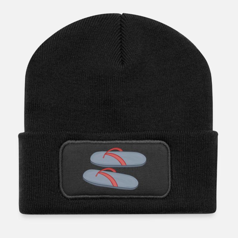 Beach Flip Flop Design - Recycled Patch Beanie - black