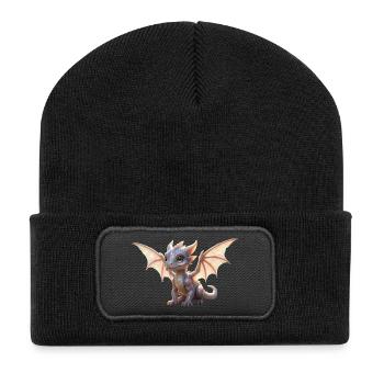 Iris Dragon: Iridescent Winged Dragon - Recycled Patch Beanie - black - Front