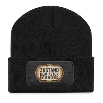 Zustand Dem Alter Entsprechend Oldtimer Geburtstag - Recycelte Patch Beanie - Schwarz - Vorne