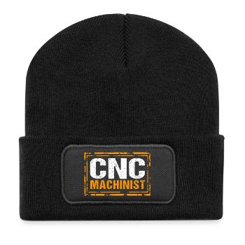 CNC Machinists Cutting Machine Operators Turners Milling Cutters - Recycled Patch Beanie - black - Front