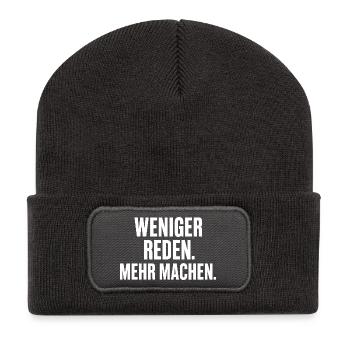 Weniger Reden Mehr Machen - Recycelte Patch Beanie - Dunkelgrau - Vorne