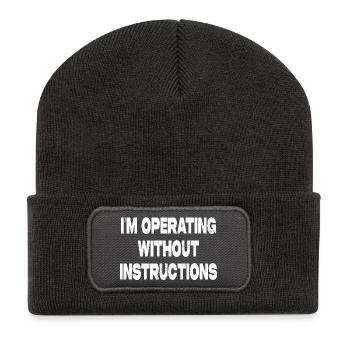 Je travaille sans guide - Beanie recyclé à patch - charbon - Devant