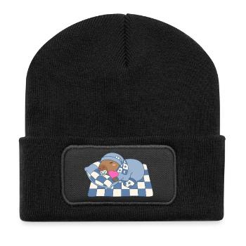 Kawaii Sleepybara - Cozy Baby Capy with Heart - Recycled Patch Beanie - black - Front
