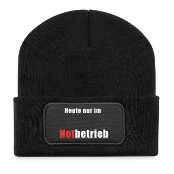 Notbetrieb Shirt - lustiger Alltag Spruch - Recycelte Patch Beanie - Schwarz - Vorne