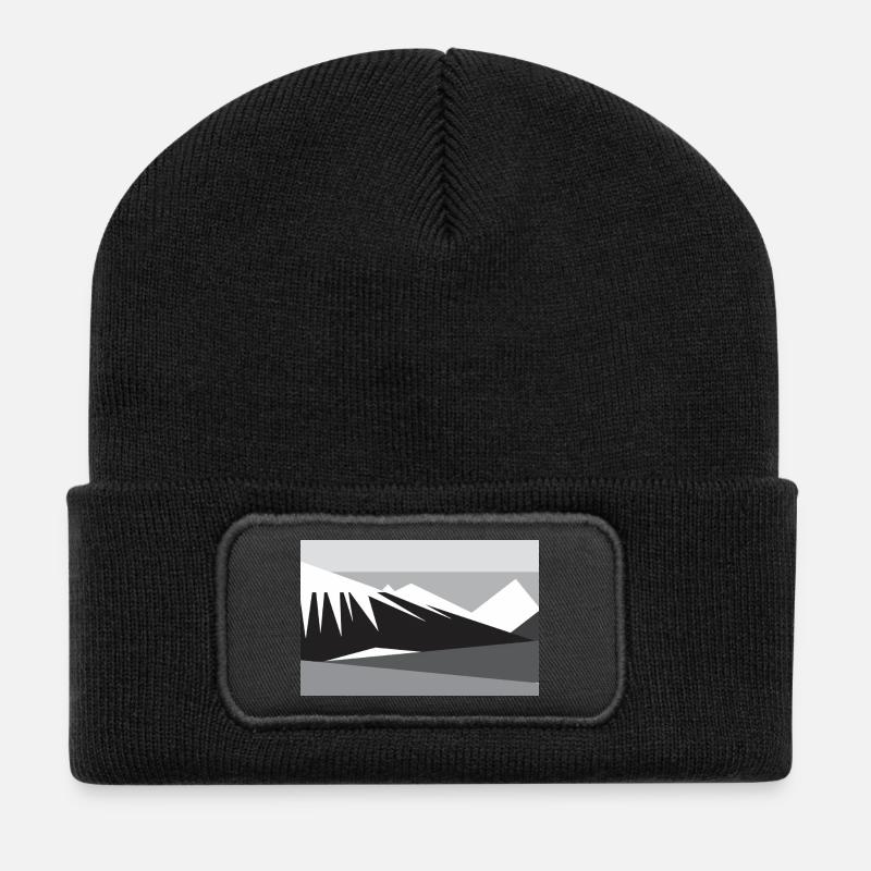 Geometic mountain silhouette - Recycled Patch Beanie - black