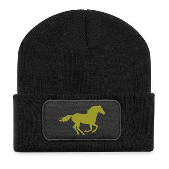silhouette de cheval - Beanie recyclé à patch - noir - Devant
