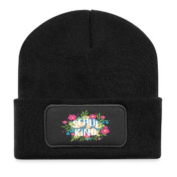 Schulkind  - Recycelte Patch Beanie - Schwarz - Vorne
