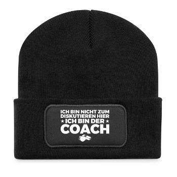 Fußballtrainer Coach nicht zum diskutieren hier - Recycelte Patch Beanie - Schwarz - Vorne