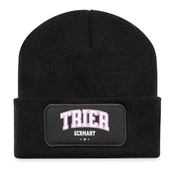 Trier Germany College Schriftzug Statement - Recycelte Patch Beanie - Schwarz - Vorne