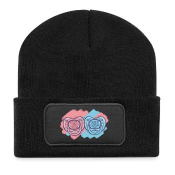 Gender Reveal Baby Shower Pink Or Blue Daddy Loves - Recycled Patch Beanie - black - Front
