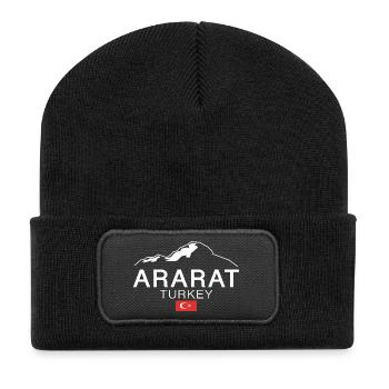 Turkey Ararat Mountain Gift - Recycled Patch Beanie - black - Front