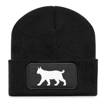 Lynx Silhouette White - Beanie recyclé à patch - noir - Devant
