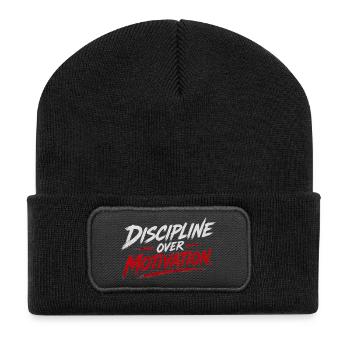 La discipline avant la motivation - Beanie recyclé à patch - noir - Devant