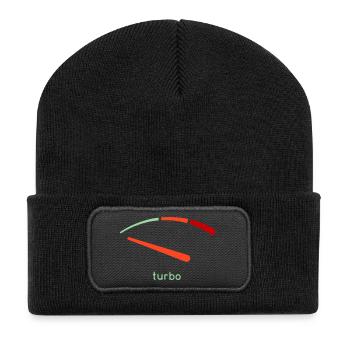 Turbo-Tachometer Grafik - Recycelte Patch Beanie - Schwarz - Vorne