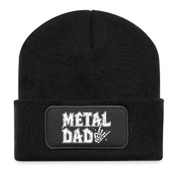 Metal Dad Gift Dad Heavy Metal Rock - Recycelte Patch Beanie - Schwarz - Vorne