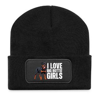 Ich liebe Big Rottie Girls Rottweiler Rottie - Recycelte Patch Beanie - Schwarz - Vorne