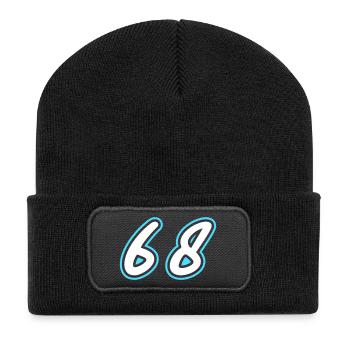 68 Zahl symbol - Recycelte Patch Beanie - Schwarz - Vorne