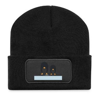 Geometric Black Penguins Duo - Recycled Patch Beanie - black - Front