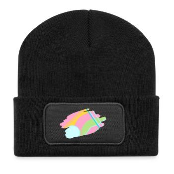 Design abstrait pastel - Beanie recyclé à patch - noir - Devant