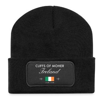 Cliffs of Moher Ireland Coordinates Travel Souvenir - Recycled Patch Beanie - black - Front