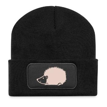 Cuddly hedgehog silhouette - Recycled Patch Beanie - black - Front