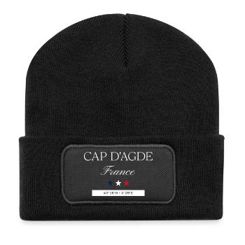 Cap d’Agde Frankreich Souvenir – Reise - Recycelte Patch Beanie - Schwarz - Vorne