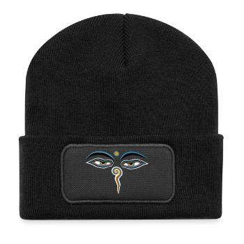 buddha eyes - Recycelte Patch Beanie - Schwarz - Vorne