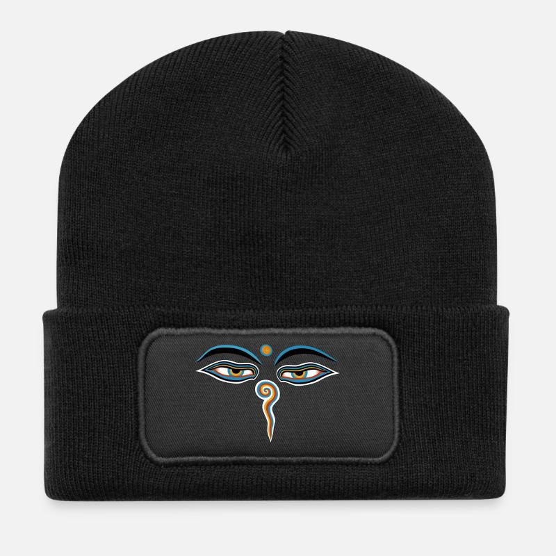 buddha eyes - Recycelte Patch Beanie - Schwarz