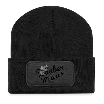 Zauber Maus - Recycelte Patch Beanie - Schwarz - Vorne