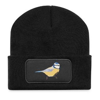 Blaumeise - Recycelte Patch Beanie - Schwarz - Vorne