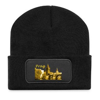 Prag die Goldene Stadt - Recycelte Patch Beanie - Schwarz - Vorne