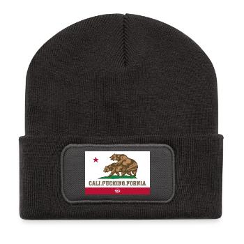 Kalifornien, Kalifornier, Ficken, Bär - Recycelte Patch Beanie - Dunkelgrau - Vorne