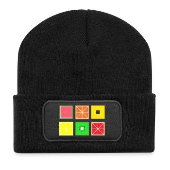 DIGITAL FRUITS - Pixel Frucht - Recycelte Patch Beanie - Schwarz - Vorne