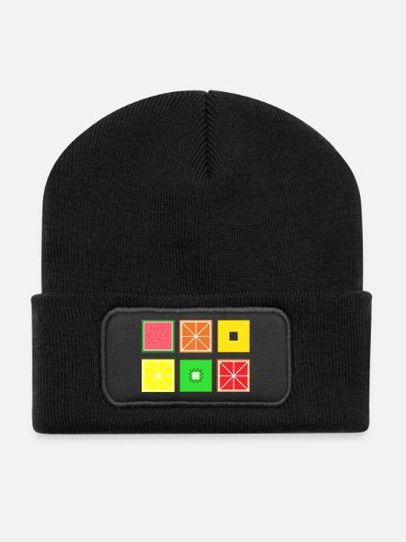 DIGITAL FRUITS - Pixel Frucht - Recycelte Patch Beanie - Schwarz