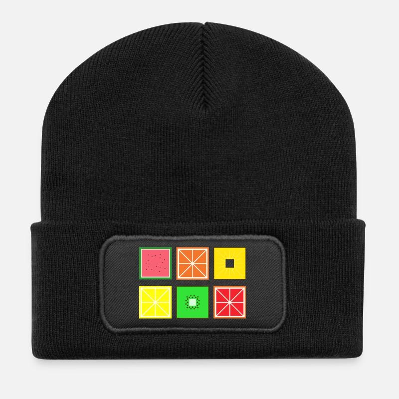 DIGITAL FRUITS - Pixel Frucht - Recycelte Patch Beanie - Schwarz